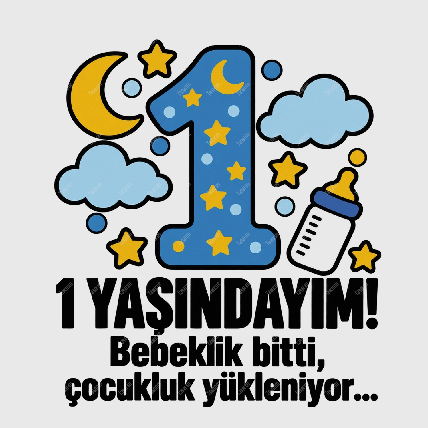 1 Yaşındayım - Bebeklik Bitti Çocukluk Yükleniyor - Bebek Body Zıbın