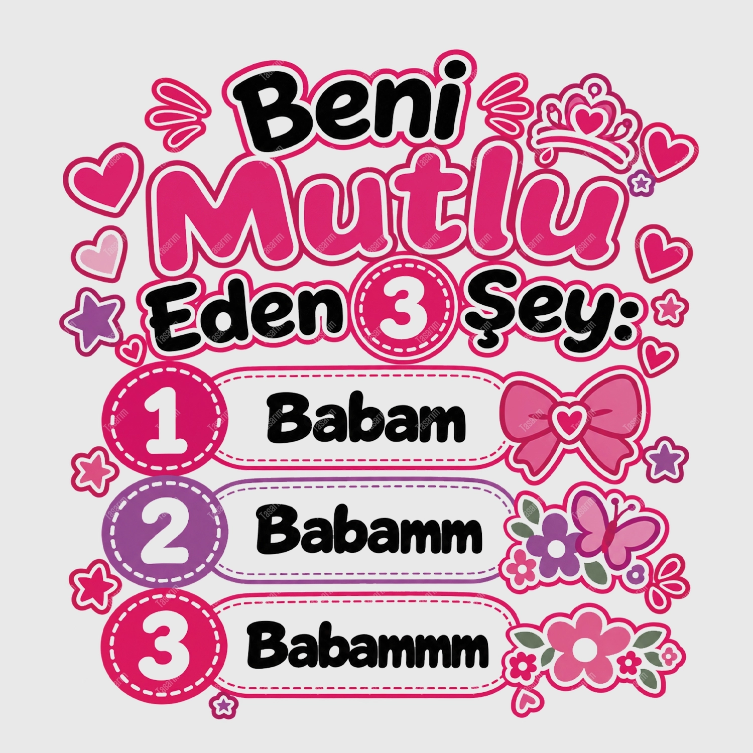 Beni Mutlu Eden 3 Şey Babam - Bebek Body Zıbın