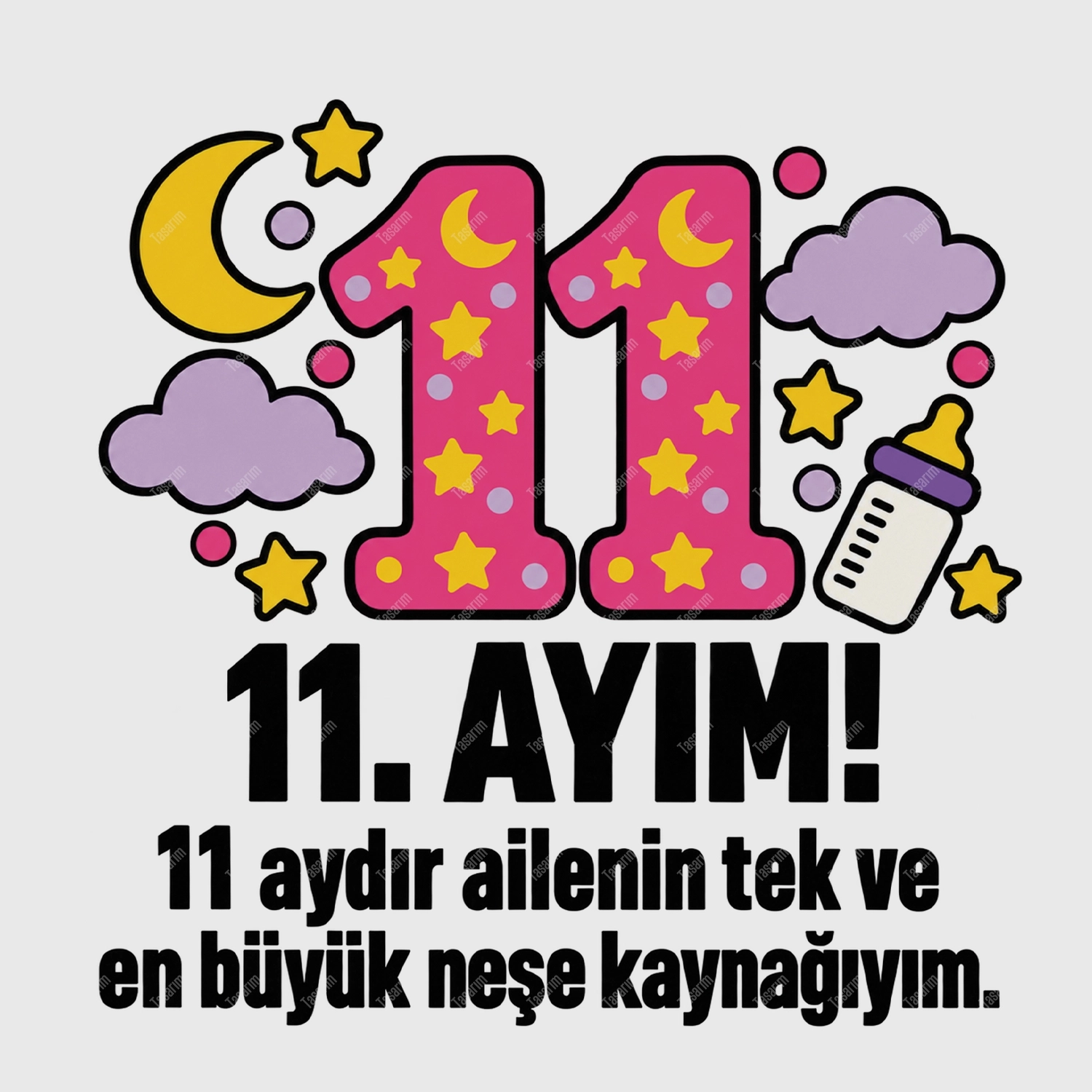 11. Aylık - 11 Aydır Ailenin Tek Ve En Büyük Neşe Kaynağıyım - Bebek Body Zıbın