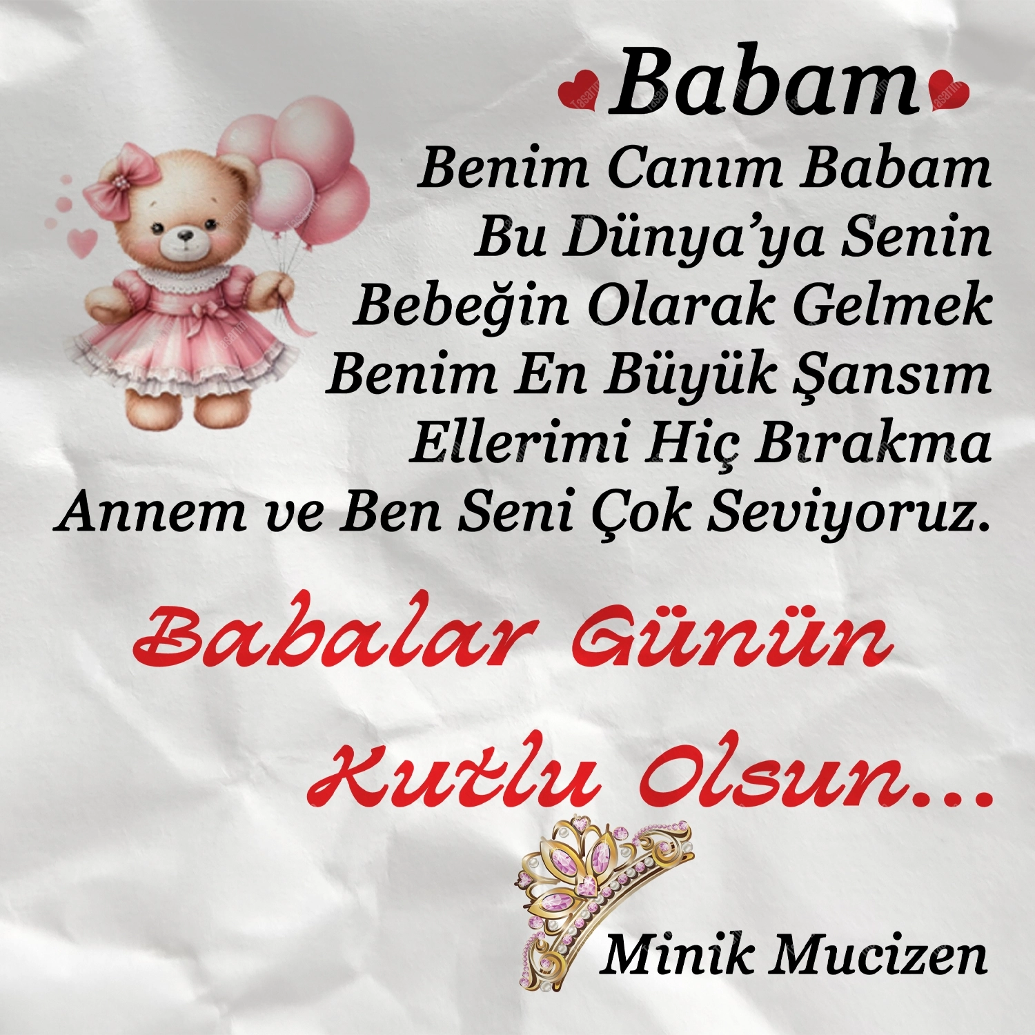 Babalar Günün Kutlu Olsun Minik Mucizen - Bebek Body Zıbın