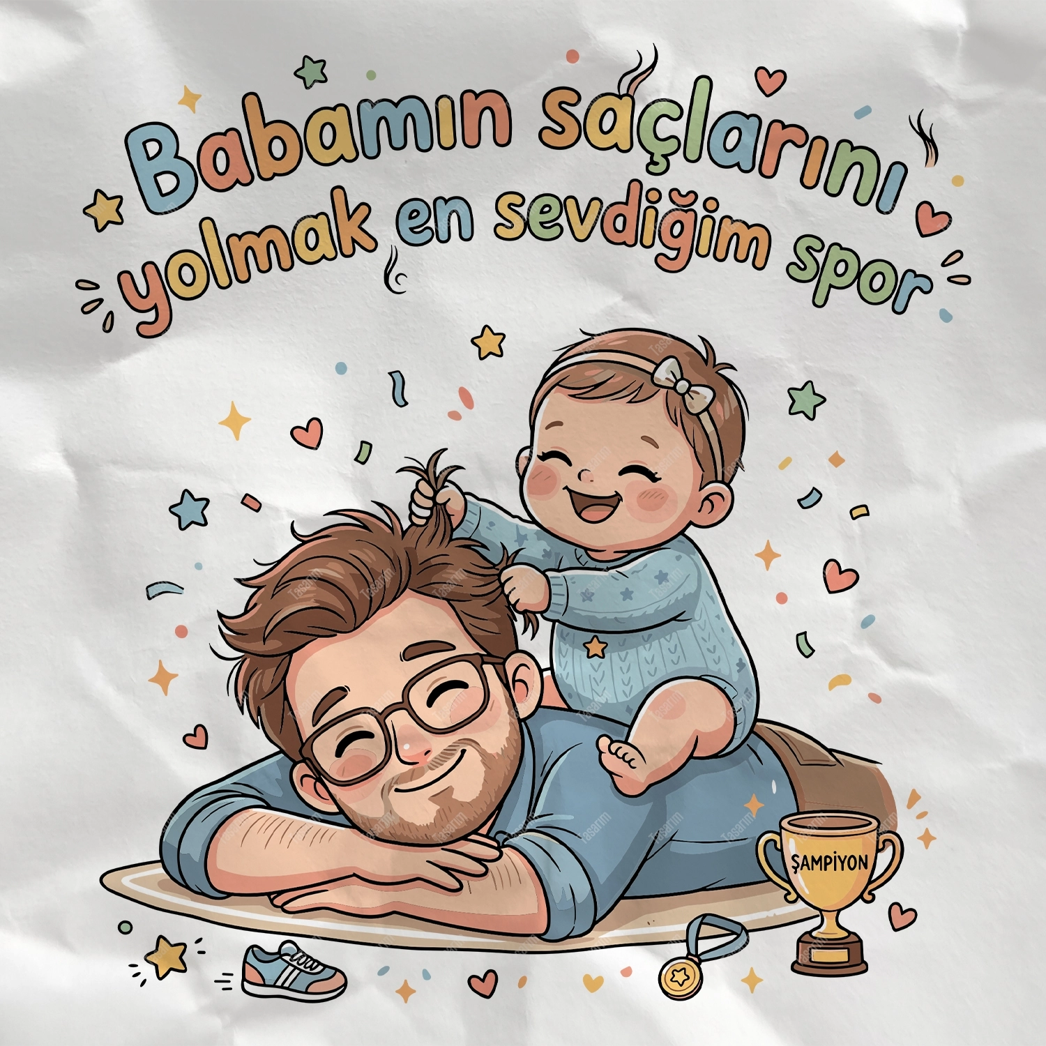 Babamın Saçlarını Yolmak En Sevdiğim Spor - Bebek Body Zıbın