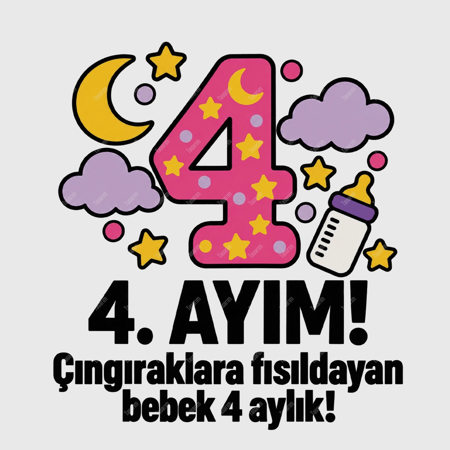 4. Aylık - Çıngıraklara Fısıldayan Bebek 4 Aylık - Bebek Body Zıbın