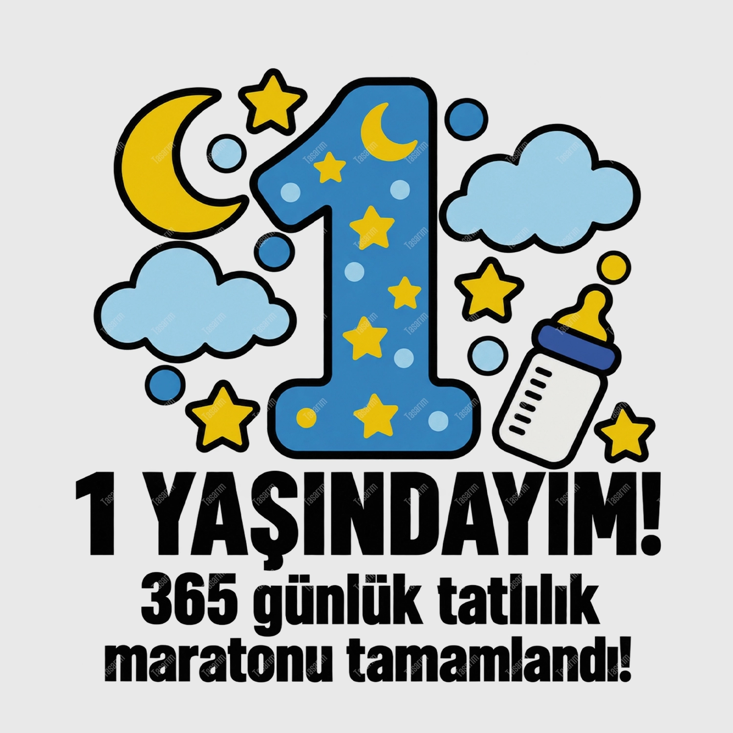 1 Yaşındayım - 365 Günlük Tatlılık Maratonu Tamamlandı - Bebek Body Zıbın