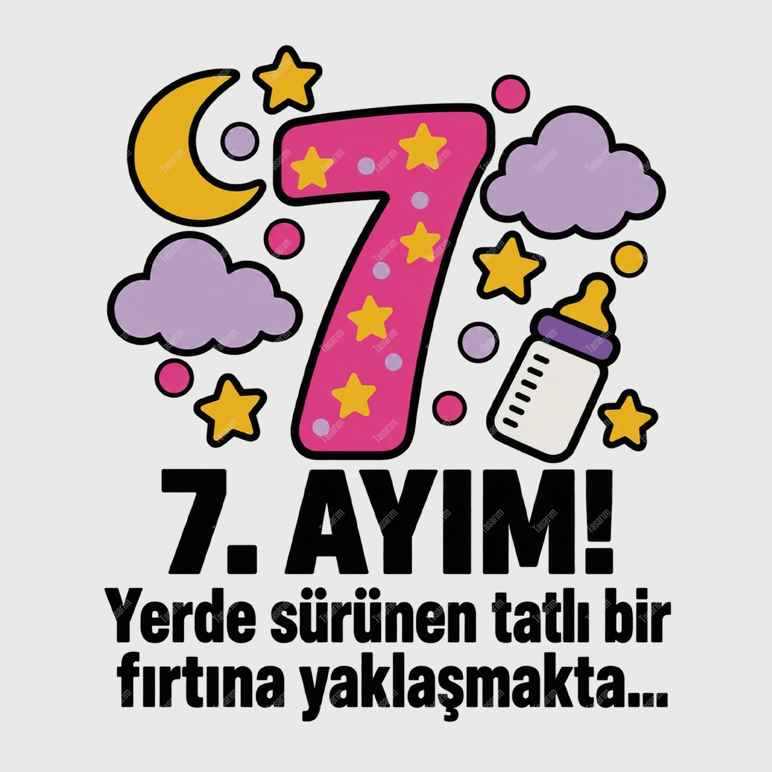 7. Aylık - Yerde Sürünen Tatlı Bir Fırtına Yaklaşmakta - Bebek Body Zıbın