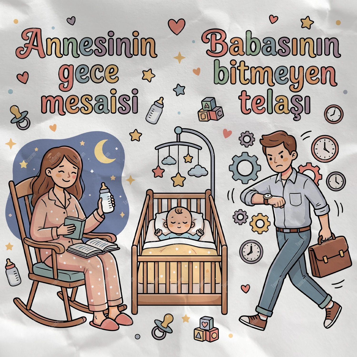 Annesinin Gece Mesaisi Babasının Bitmeyen Telaşı - Bebek Body Zıbın