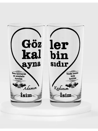 Gözler Kalbin Aynasıdır Temalı İkili Rakı Bardağı