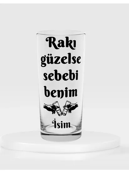 Rakı Güzelse Sebebi Benim Temalı Tekli Rakı Bardağı