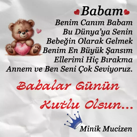 Babalar Günün Kutlu Olsun Minik Mucizen