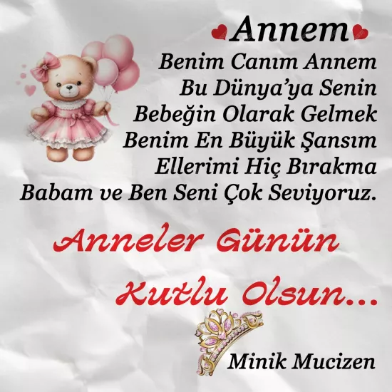 Anneler Günün Kutlu Olsun Minik Mucizen