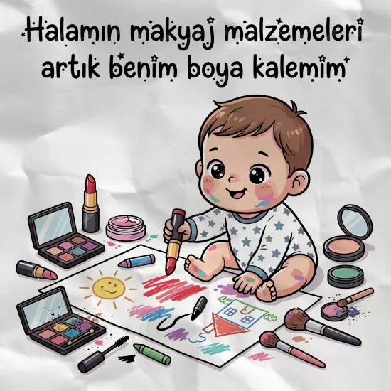 Halamın Makyaj Malzemeleri Artık Benim Boya Kalemim