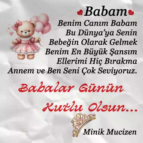 Babalar Günün Kutlu Olsun Minik Mucizen
