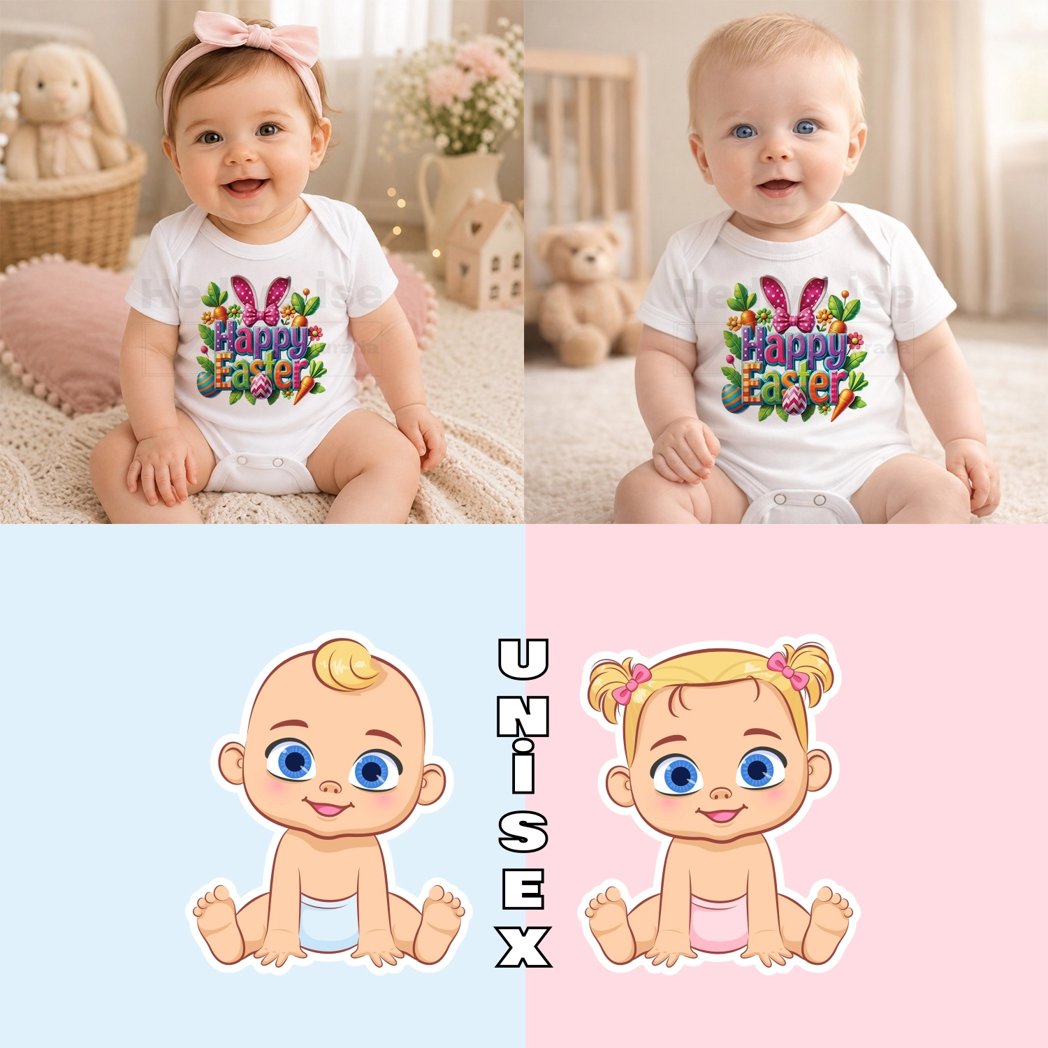 Happy Easter - Bebek Body Zıbın
