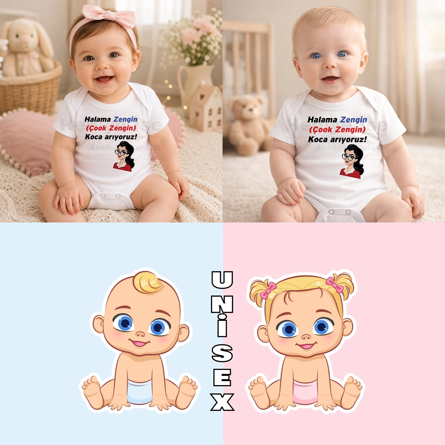 Halama Zengin Çook Zengin Koca Arıyoruz - Bebek Body Zıbın