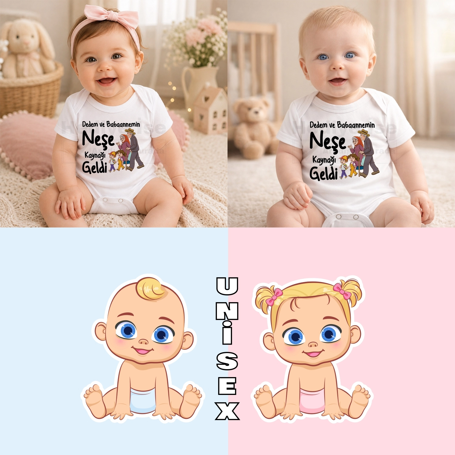 Dedem ve Babaannemin Neşe Kaynağı Geldi - Bebek Body Zıbın