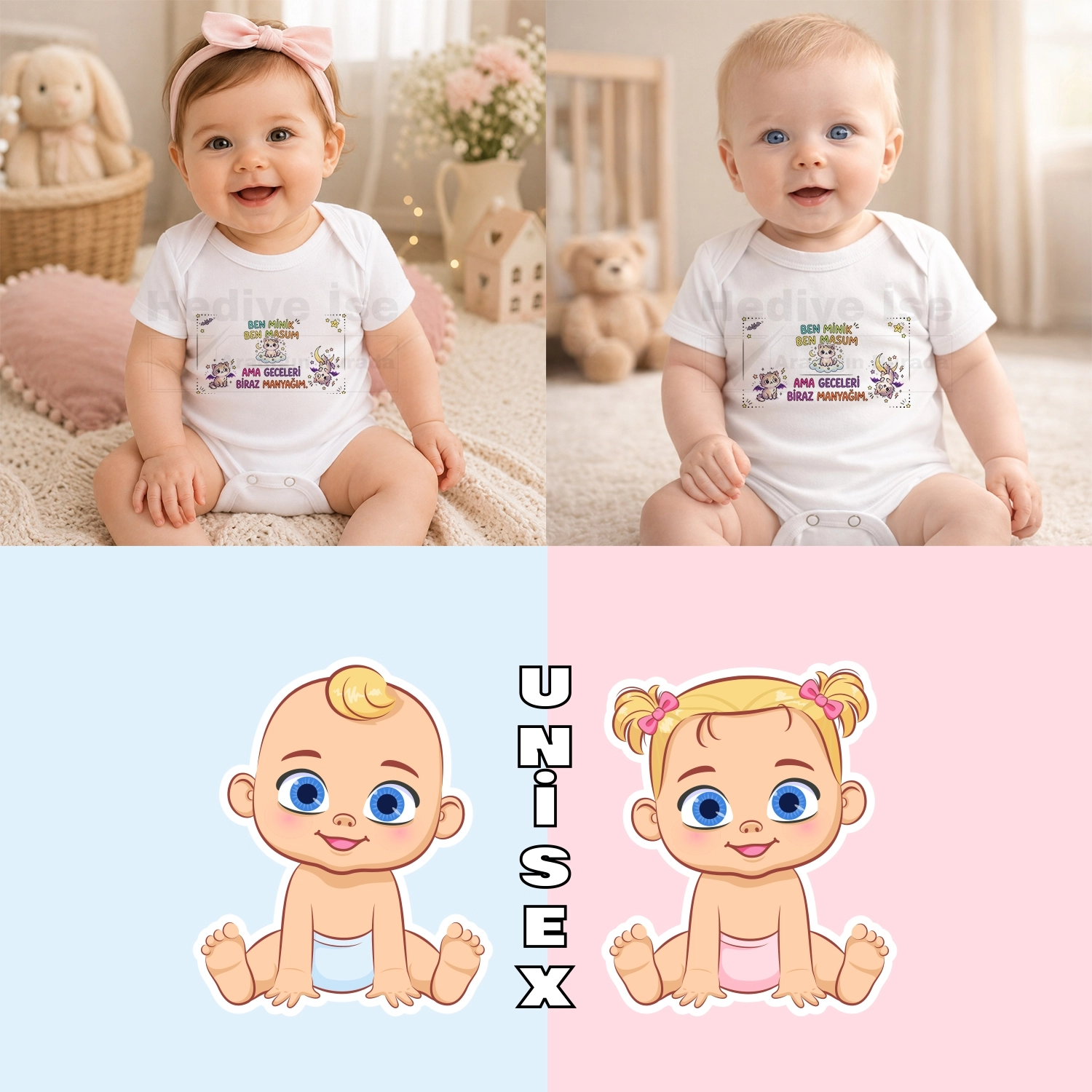 Ben Minik Ben Masum Ama Geceleri Biraz Manyağım - Bebek Body Zıbın