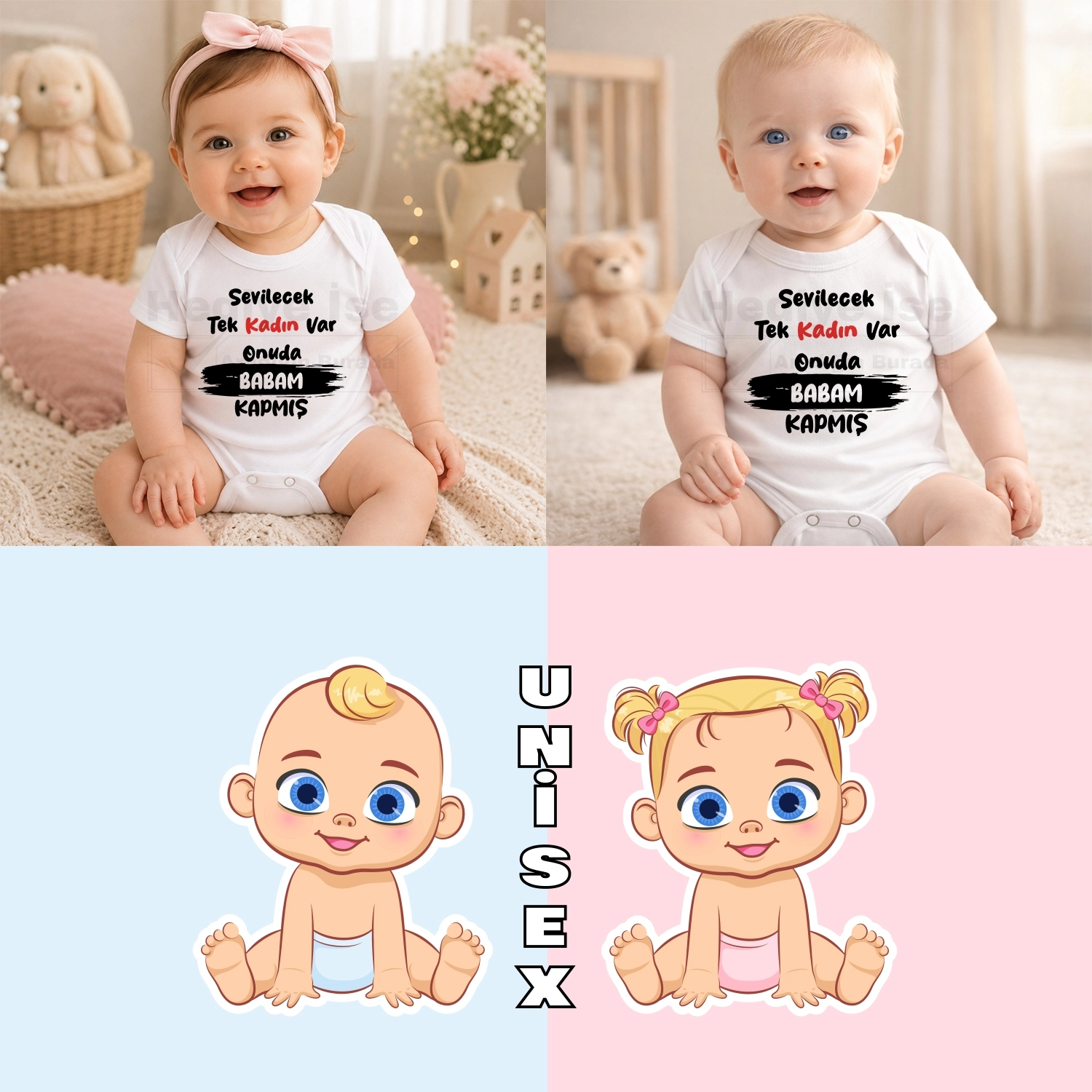 Sevilecek Tek Kadın Var Onuda Babam Kapmış - Bebek Body Zıbın