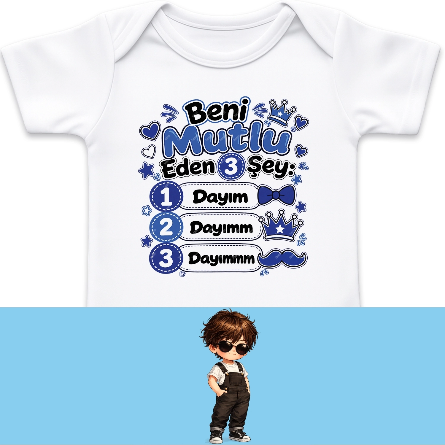 Beni Mutlu Eden 3 Şey Dayım - Bebek Body Zıbın