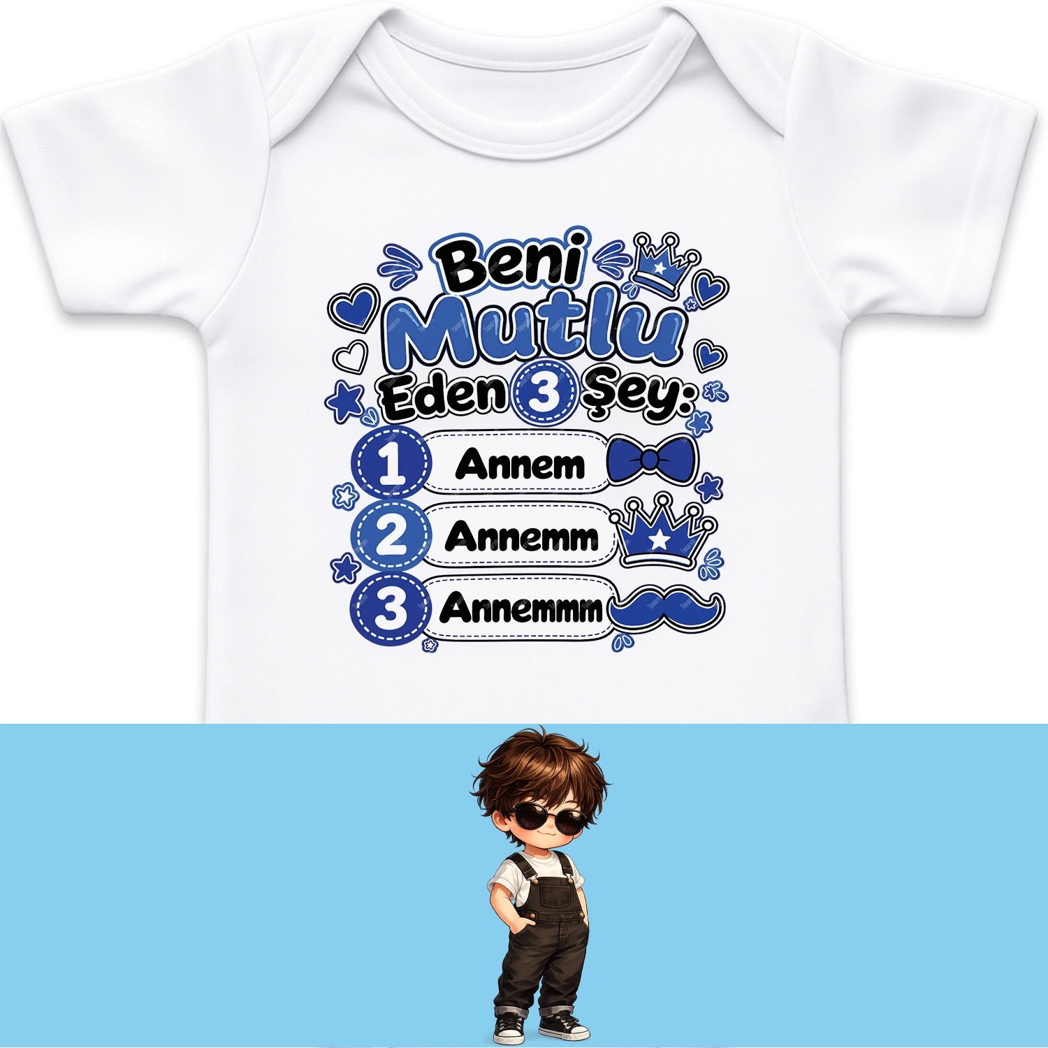 Beni Mutlu Eden 3 Şey Annem - Bebek Body Zıbın