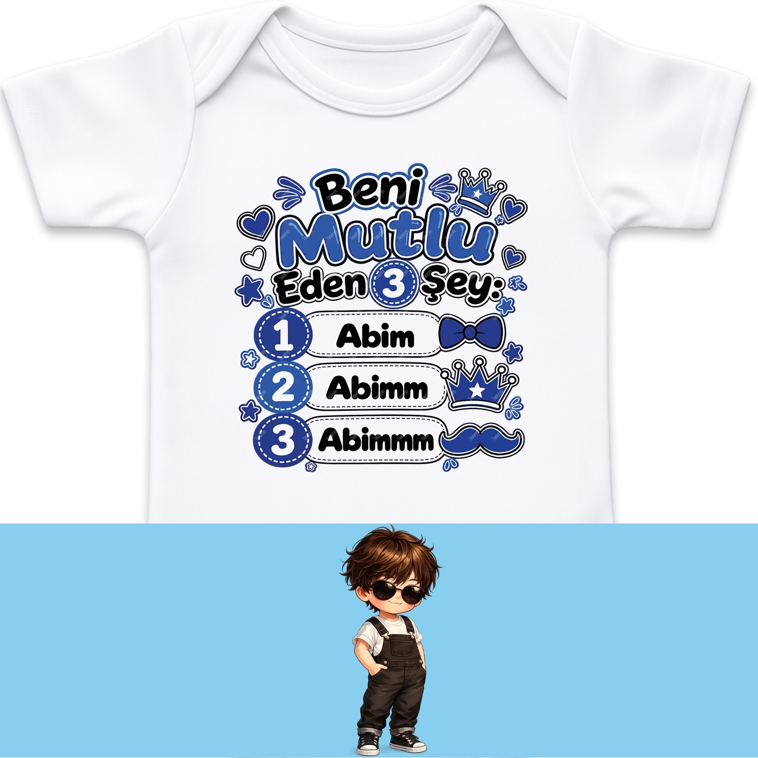 Beni Mutlu Eden 3 Şey Abim - Bebek Body Zıbın