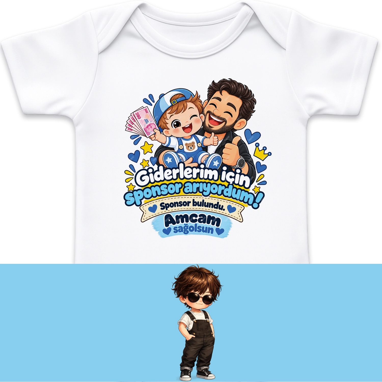 Giderlerim İçin Sponsor Arıyordum Sponsor Bulundu Amcam Sağolsun - Bebek Body Zıbın