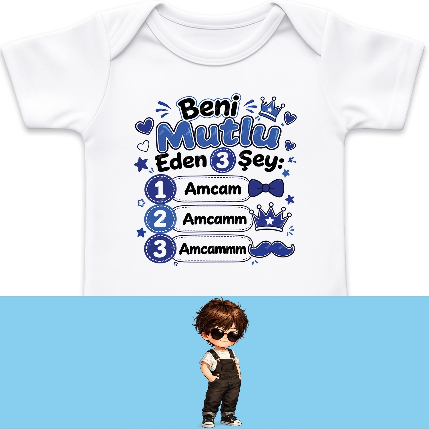 Beni Mutlu Eden 3 Şey Amcam - Bebek Body Zıbın