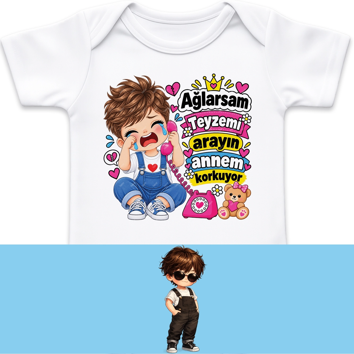 Ağlarsam Teyzemi Arayın Annem Korkuyor - Bebek Body Zıbın