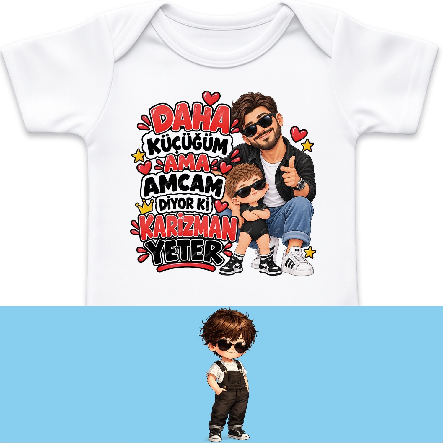 Daha Küçüğüm Ama Amcam Diyor Ki Karizman Yeter - Bebek Body Zıbın