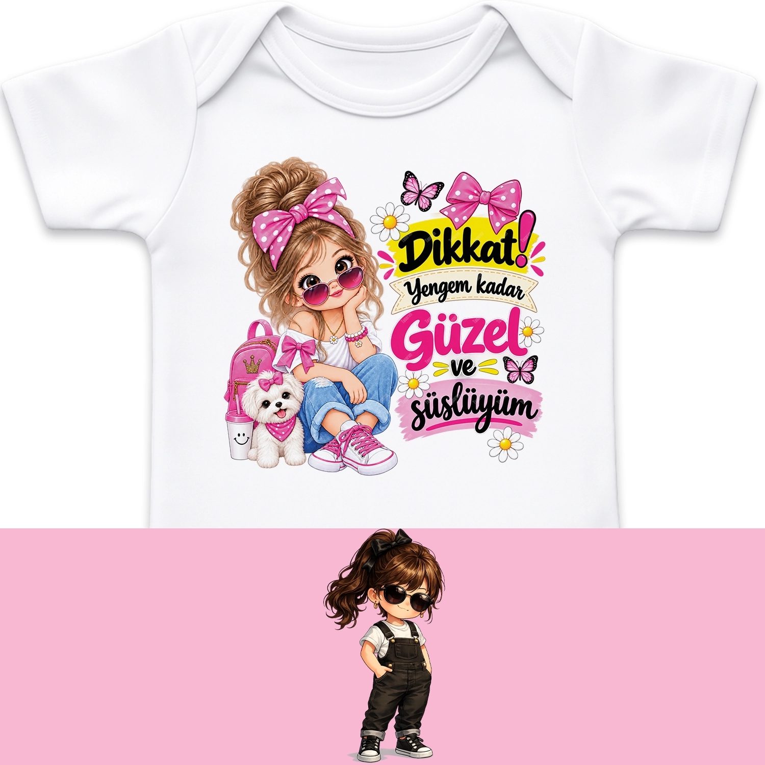 Dikkat Yengem Kadar Güzel ve Süslüyüm - Bebek Body Zıbın