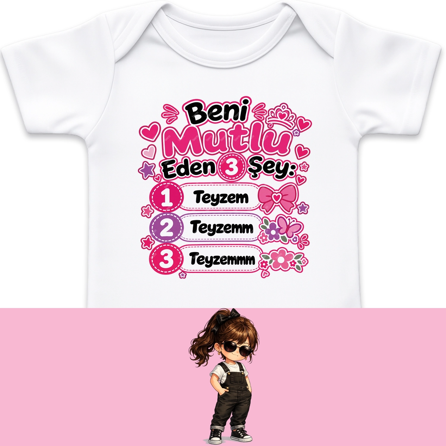 Beni Mutlu Eden 3 Şey Teyzem - Bebek Body Zıbın
