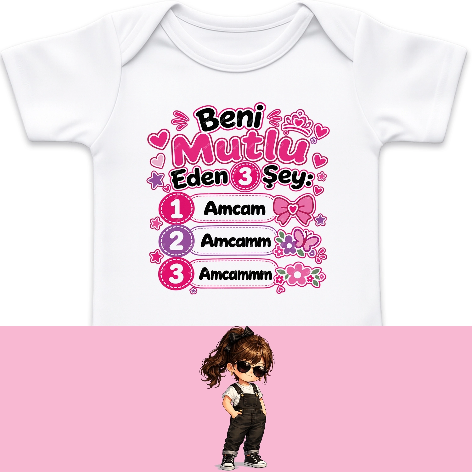 Beni Mutlu Eden 3 Şey Amcam - Bebek Body Zıbın
