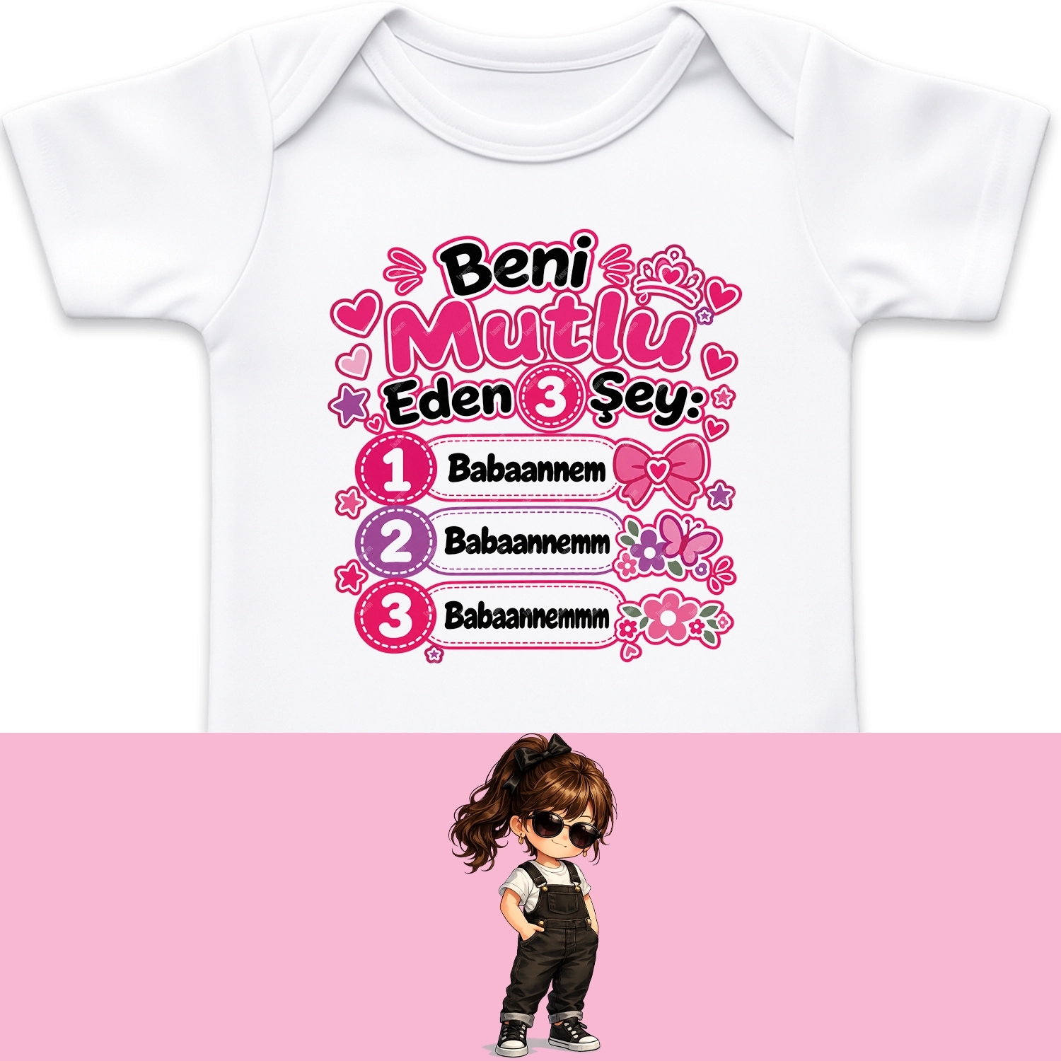 Beni Mutlu Eden 3 Şey Babaannem - Bebek Body Zıbın