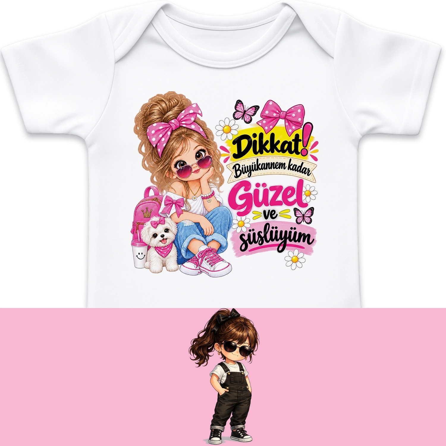 Dikkat Büyükannem Kadar Güzel Ve Süslüyüm - Bebek Body Zıbın