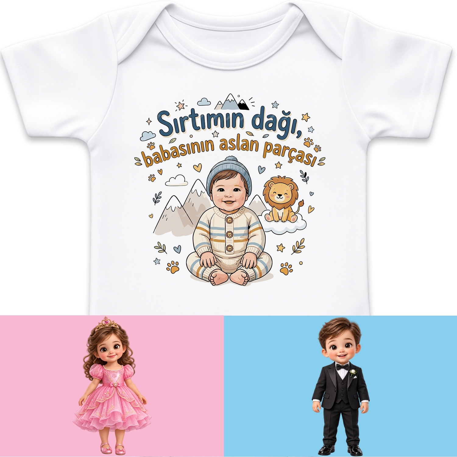 Sırtımın Dağı Babasının Aslan Parçası - Bebek Body Zıbın