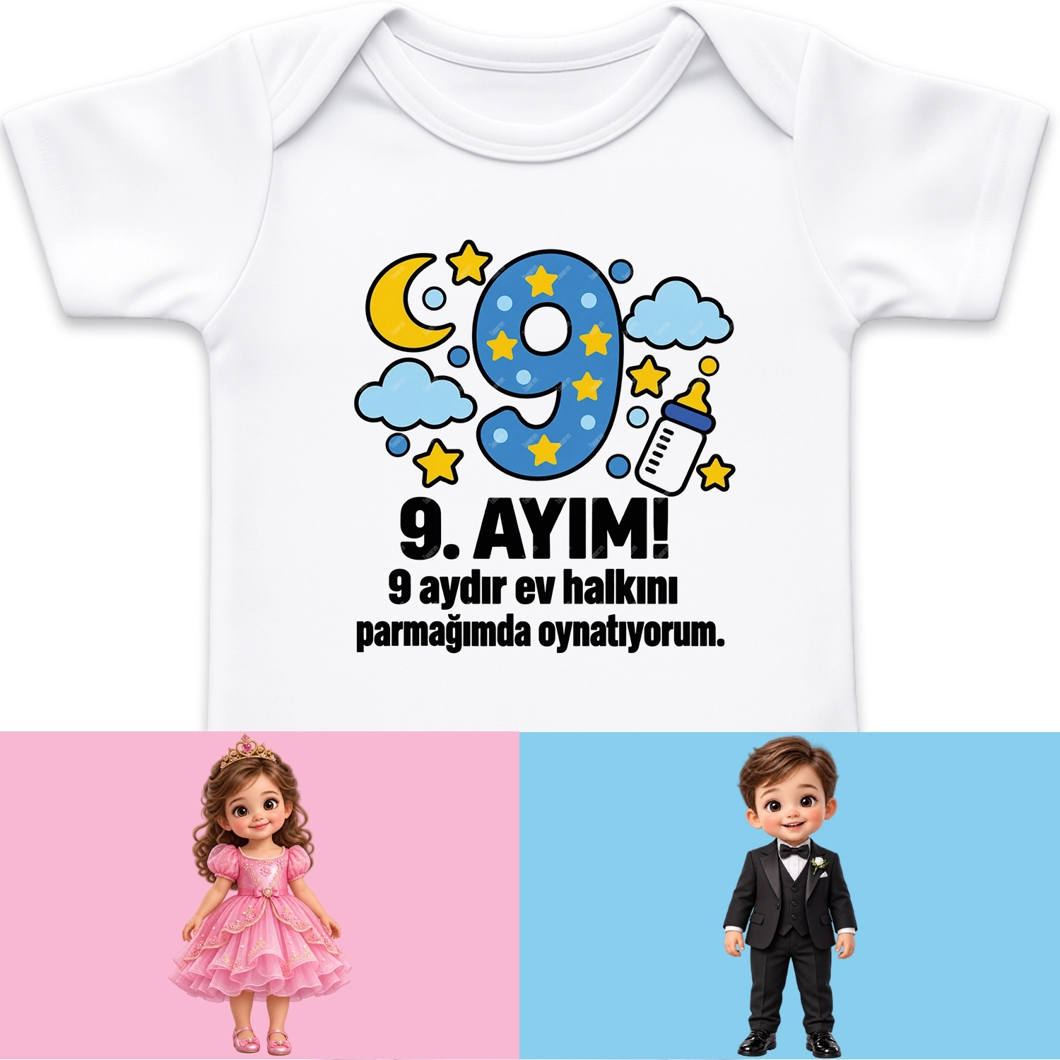 9. Aylık - 9 Aydır Ev Halkını Parmağımda Oynatıyorum - Bebek Body Zıbın