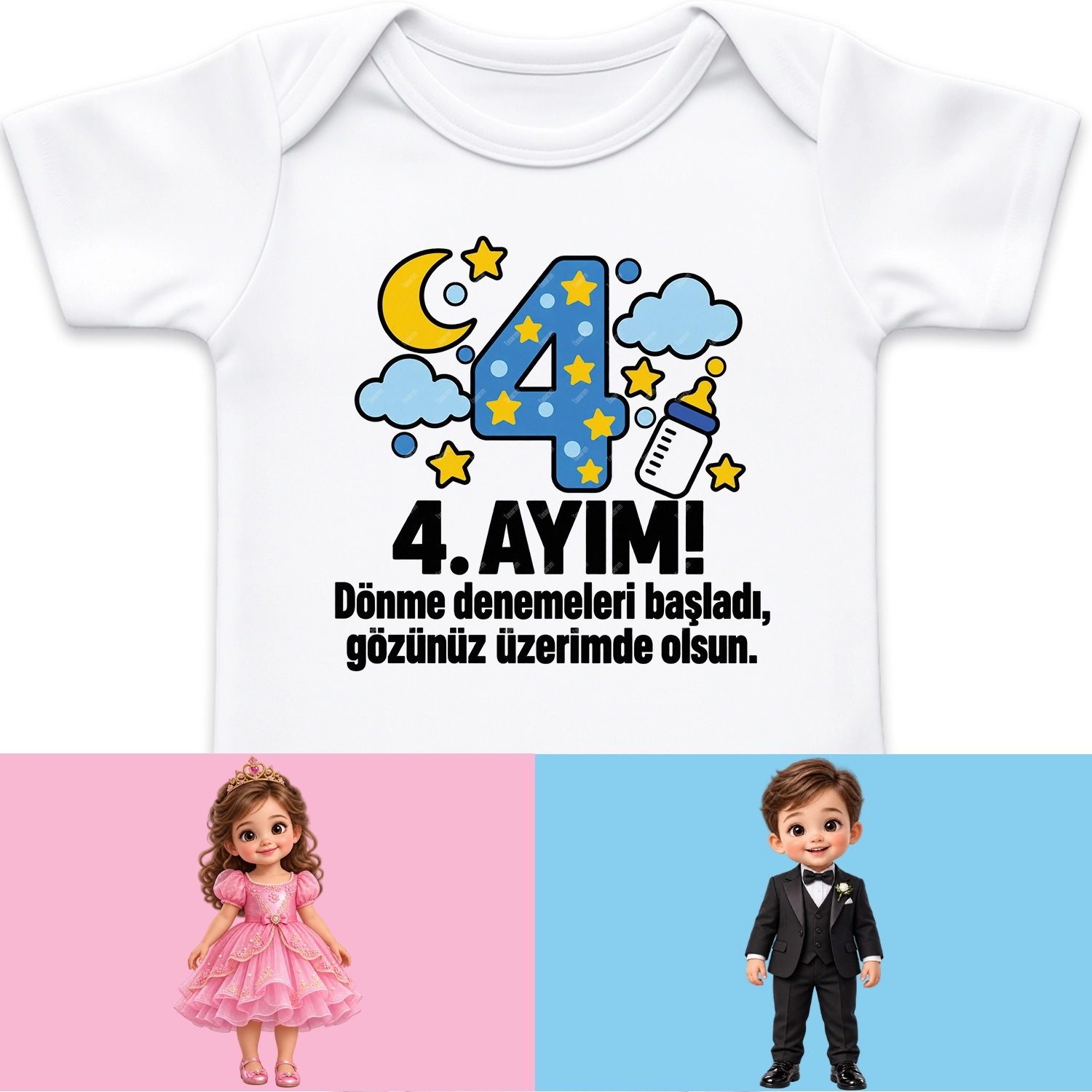 4. Aylık - Dönme Denemeleri Başladı Gözünüz Üzerimde Olsun - Bebek Body Zıbın