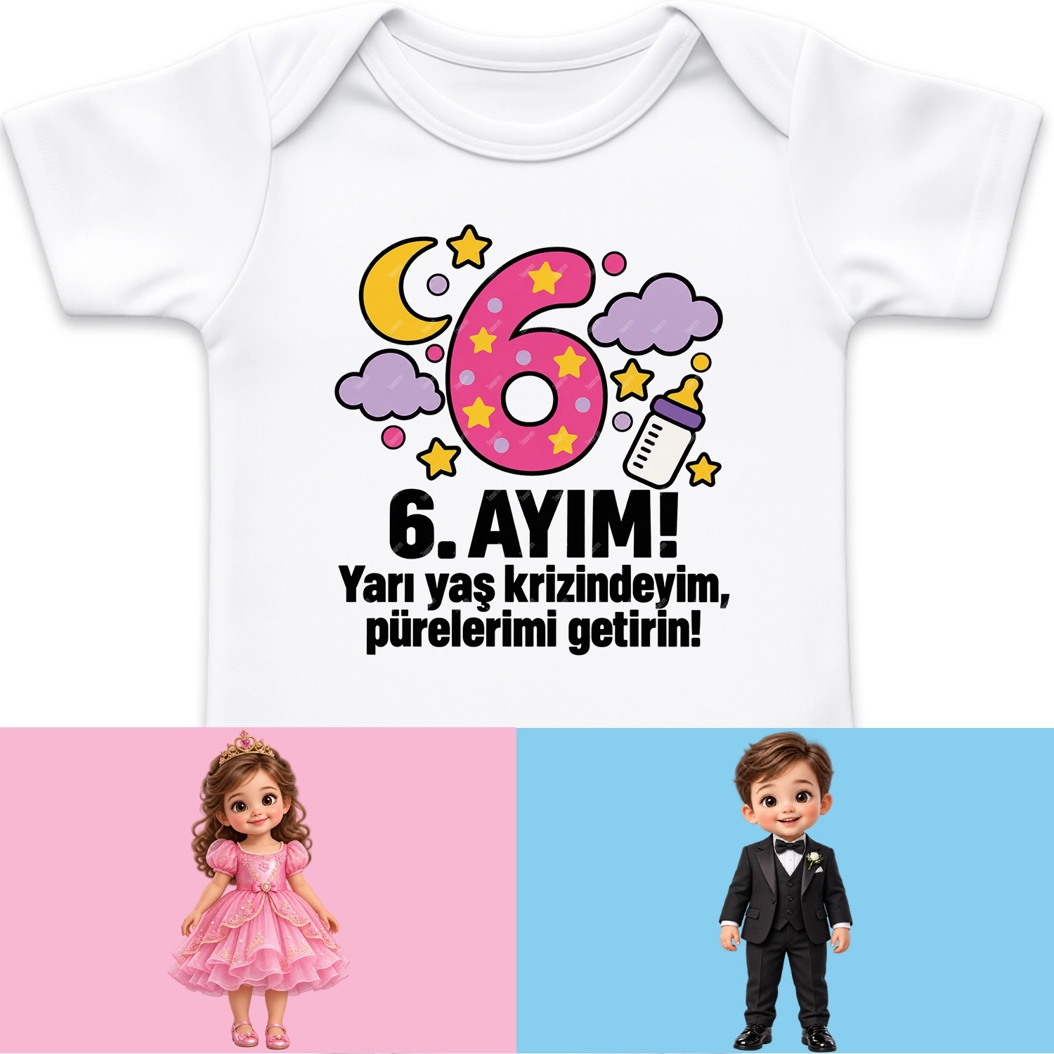 6. Aylık - Yarı Yaş Krizindeyim Pürelerimi Getirin - Bebek Body Zıbın