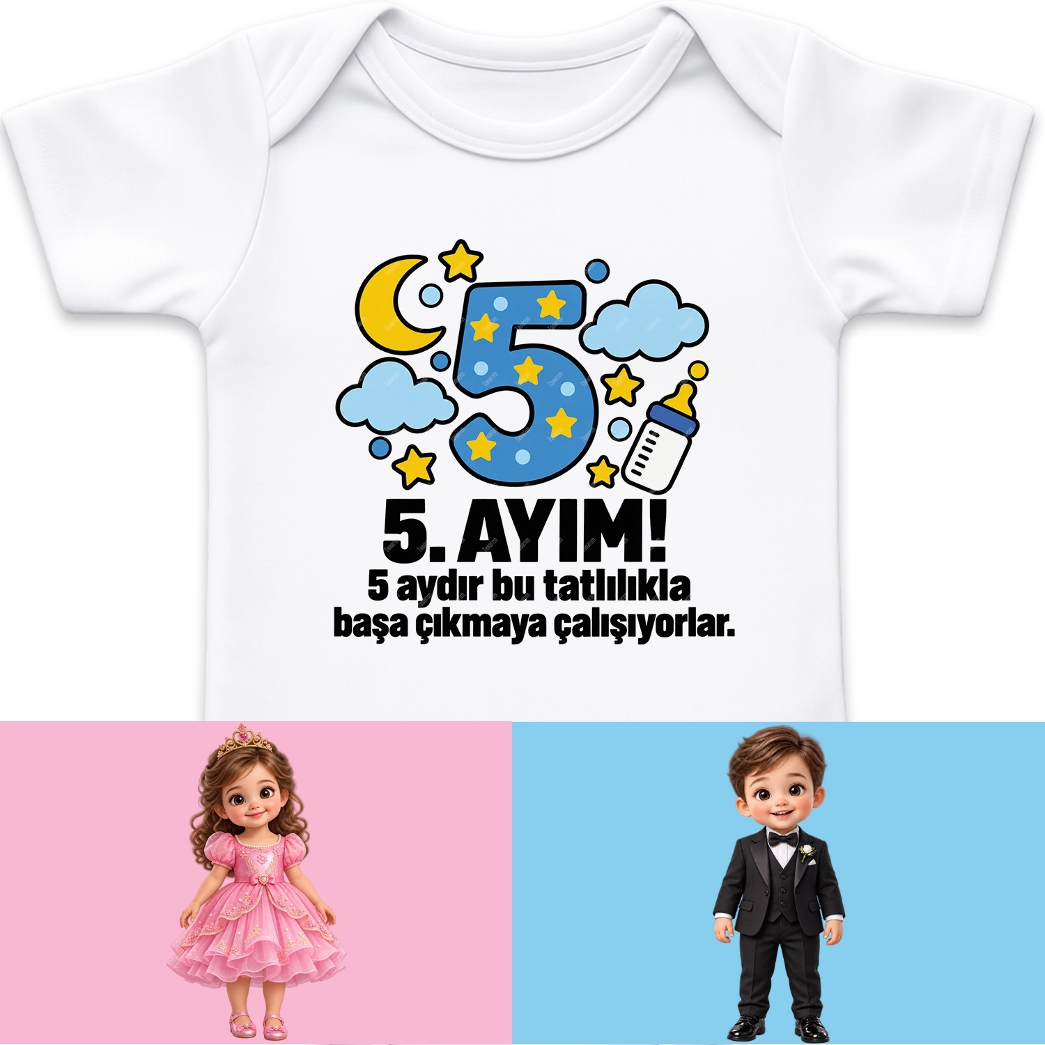5. Aylık - 5 Aydır Bu Tatlılıkta Başa Çıkmaya Çalışıyorlar - Bebek Body Zıbın
