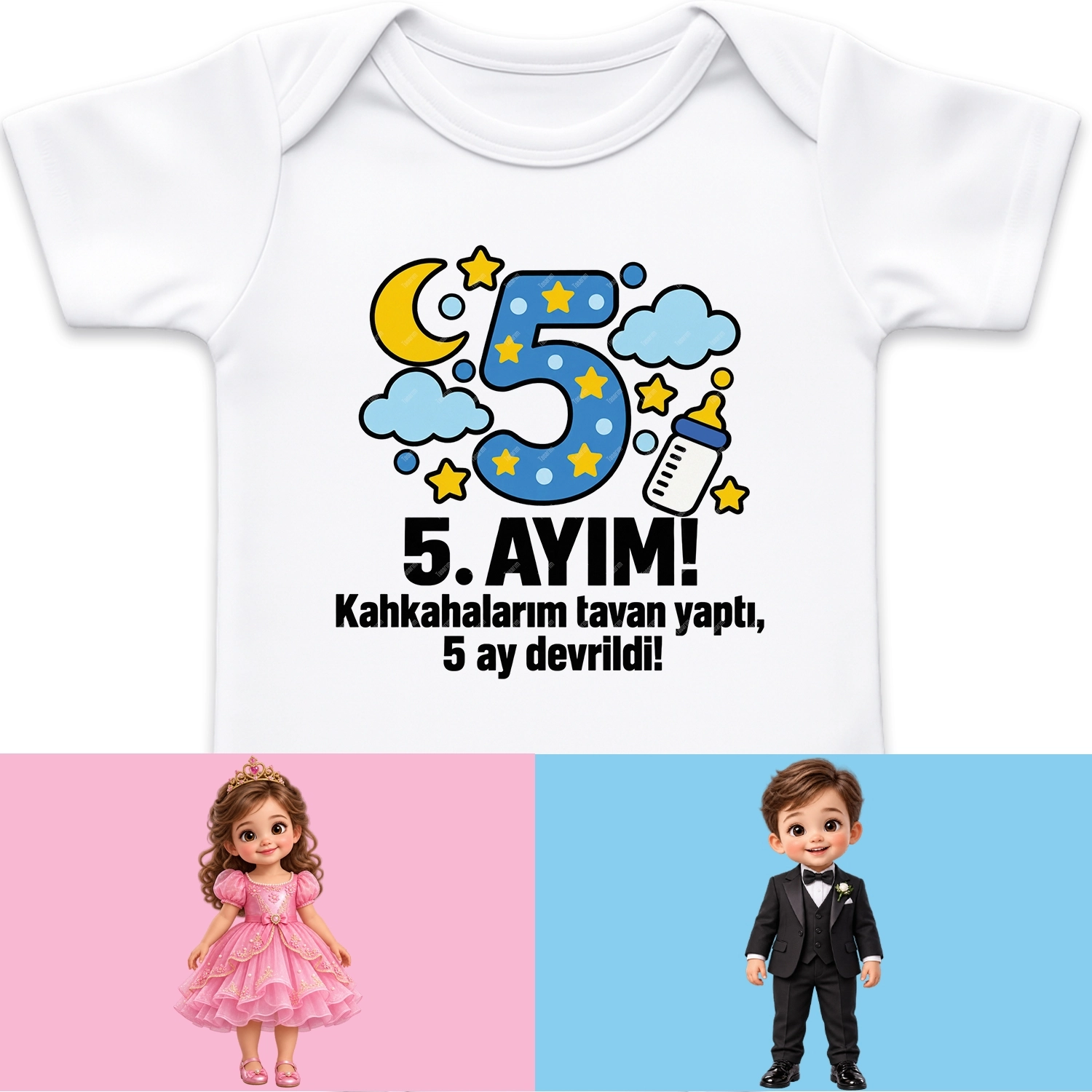 5. Aylık - Kahkahalarım Tavan Yaptı 5 Ay Devrildi - Bebek Body Zıbın