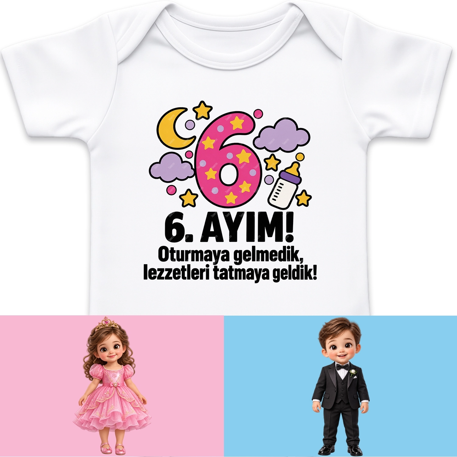 6. Aylık - Oturmaya Gelmedik Lezzetleri Tatmaya Geldik - Bebek Body Zıbın
