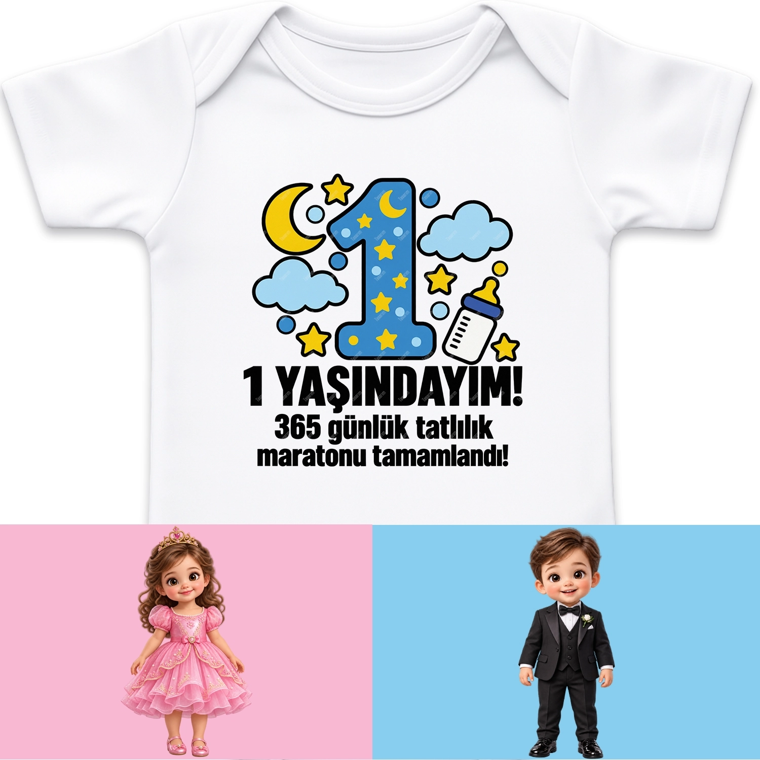 1 Yaşındayım - 365 Günlük Tatlılık Maratonu Tamamlandı - Bebek Body Zıbın
