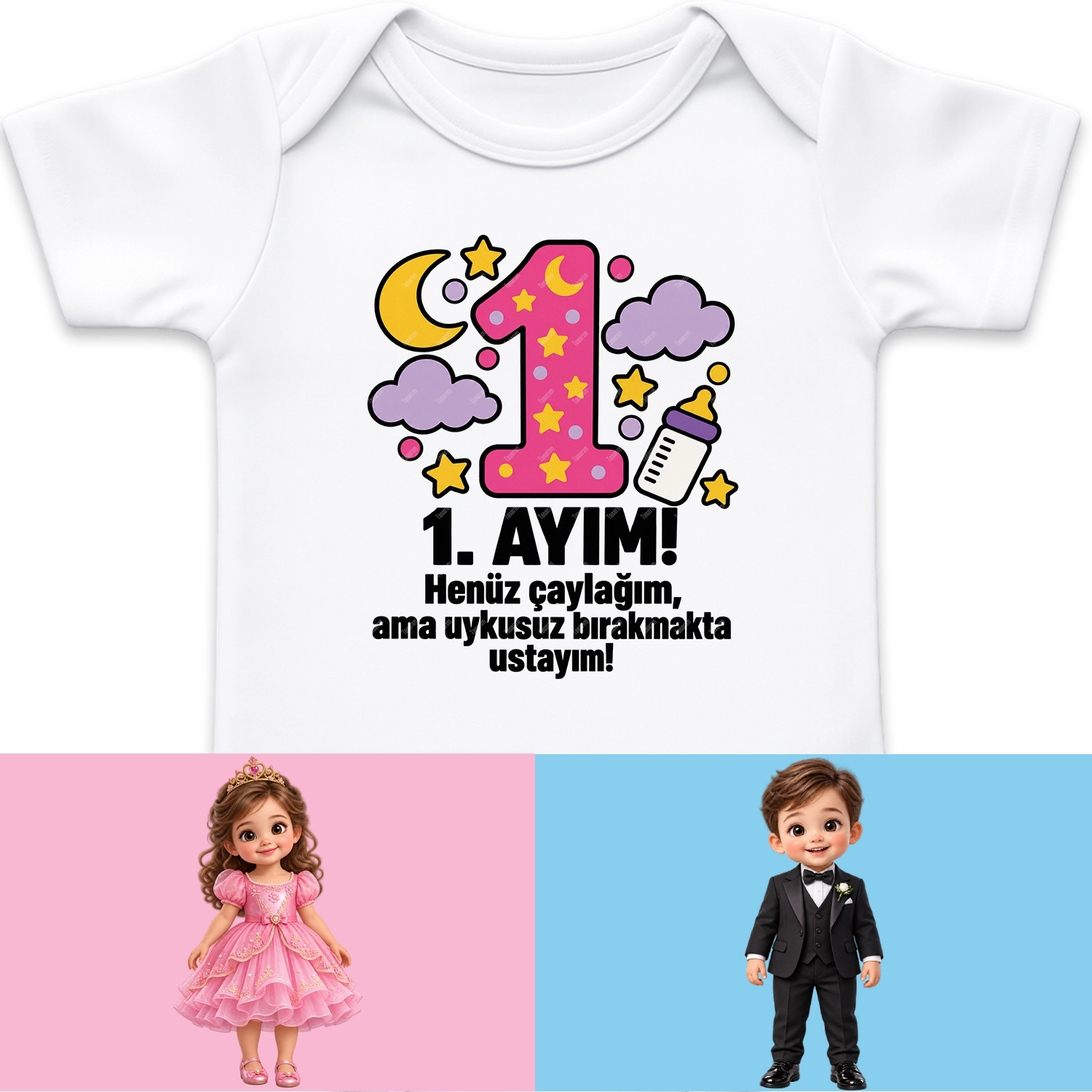 1. Aylık - Henüz Çaylağım Ama Uykusuz Bırakmakta Ustayım - Bebek Body Zıbın