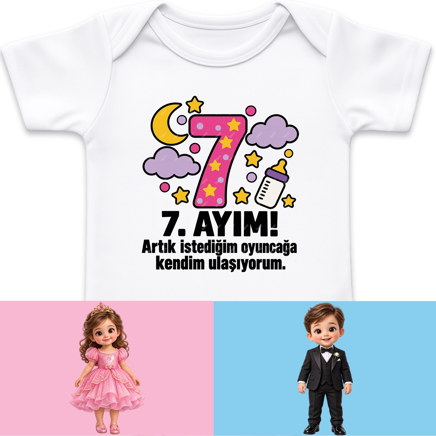 7. Aylık - Artık İstediğim Oyuncağa Kendim Ulaşıyorum - Bebek Body Zıbın