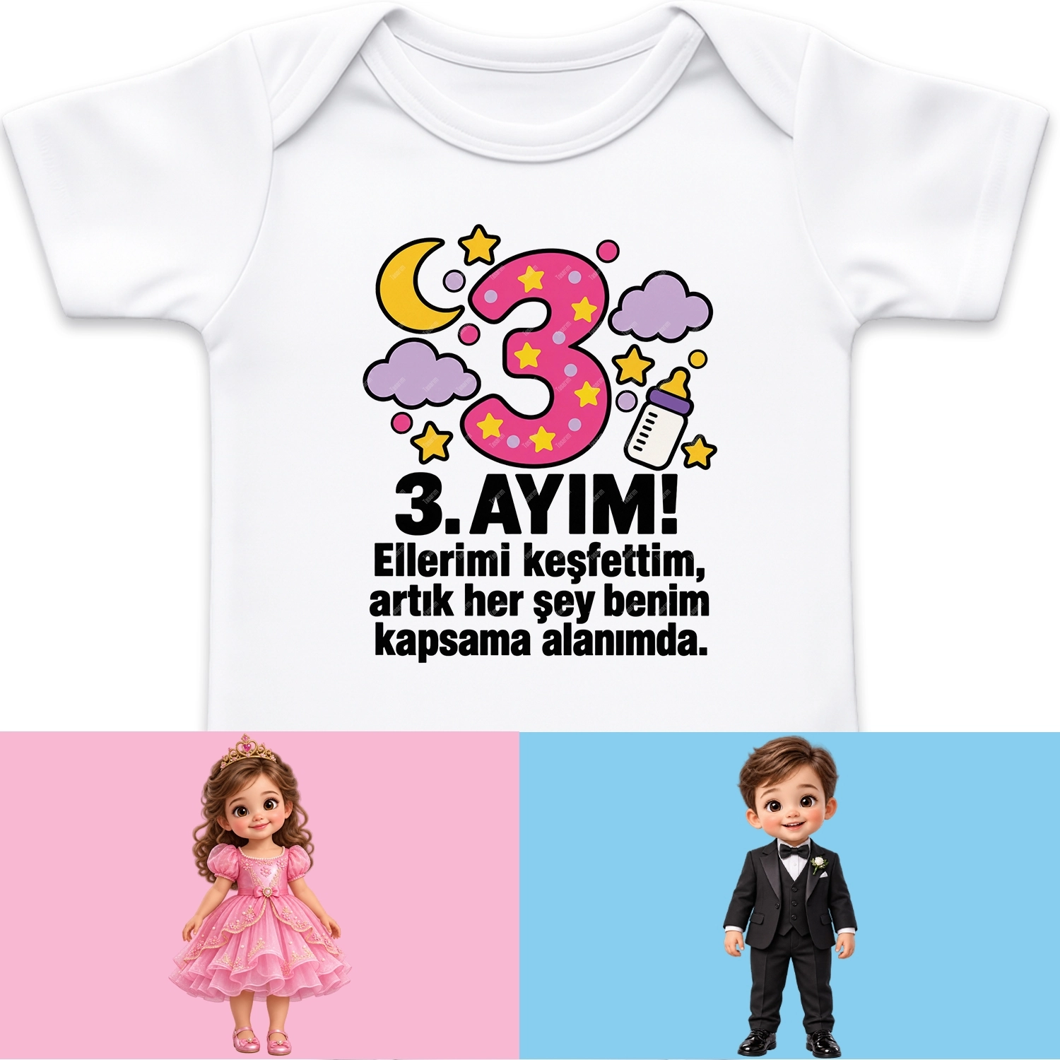 3. Aylık - Ellerimi Keşfettim Artık Her Şey Benim Kapsama Alanımda - Bebek Body Zıbın