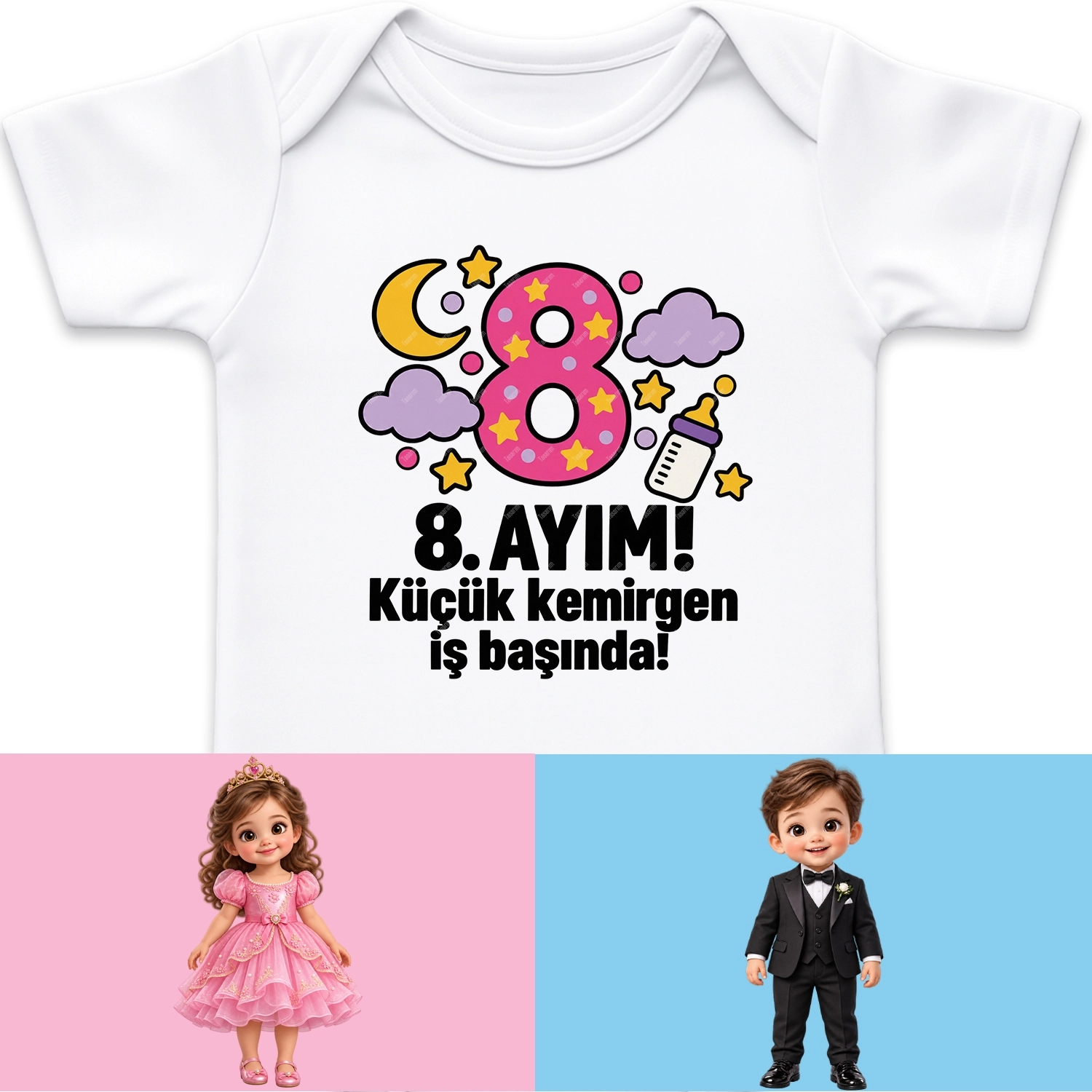 8. Aylık - Küçük Kemirgen İş Başında - Bebek Body Zıbın