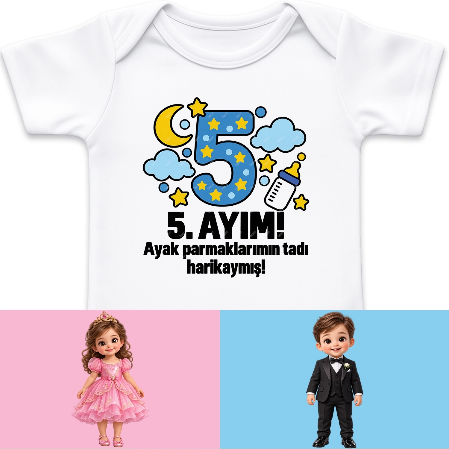 5. Aylık - Ayak Parmaklarımın Tadı Harikaymış - Bebek Body Zıbın