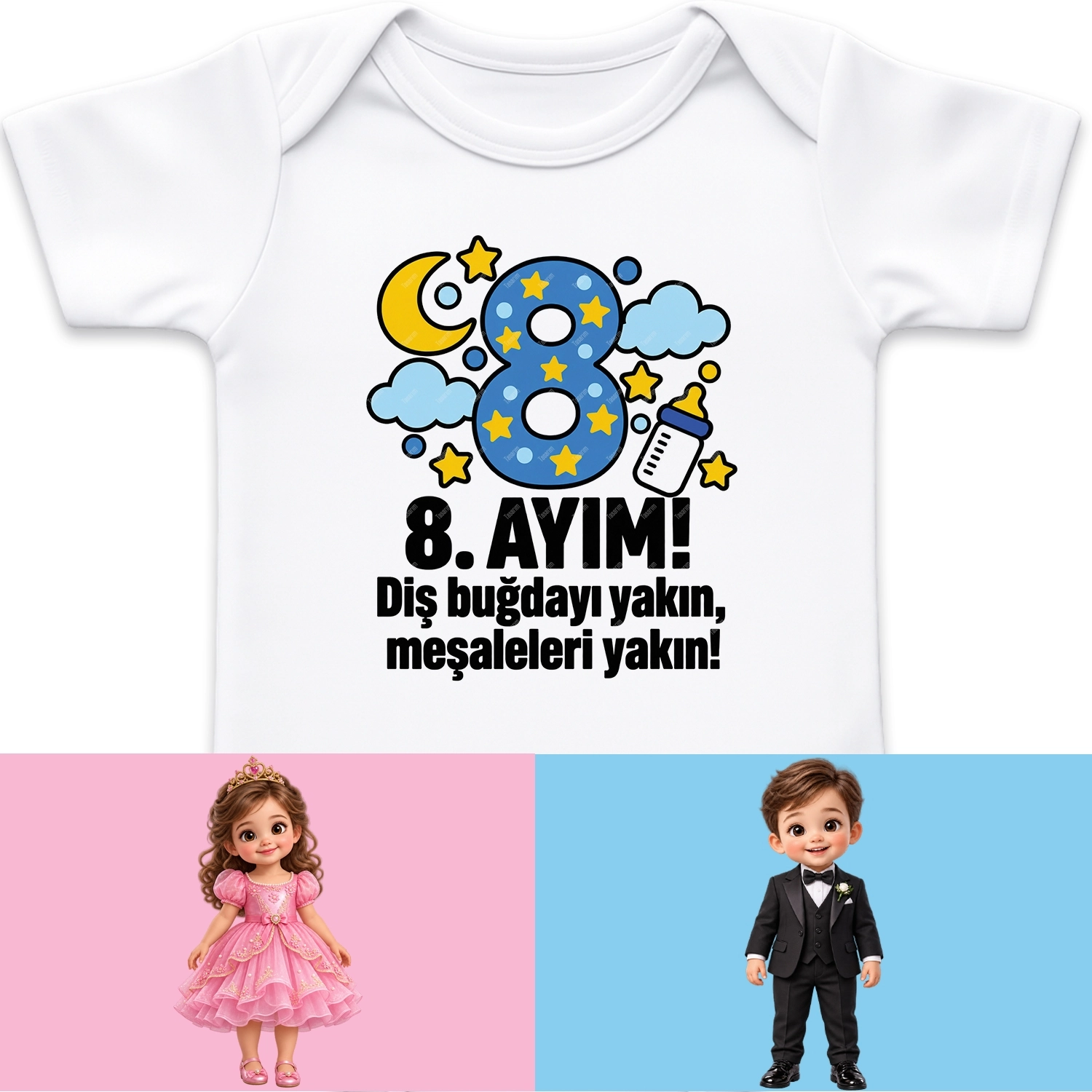 8. Aylık - Diş Buğdayı Yakın Meşaleleri Yakın - Bebek Body Zıbın