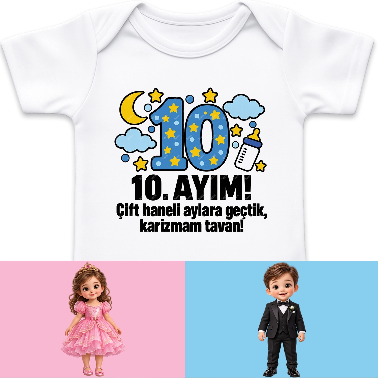 10. Aylık - Çift Haneli Aylara Geçtik Karizmam Tavan - Bebek Body Zıbın