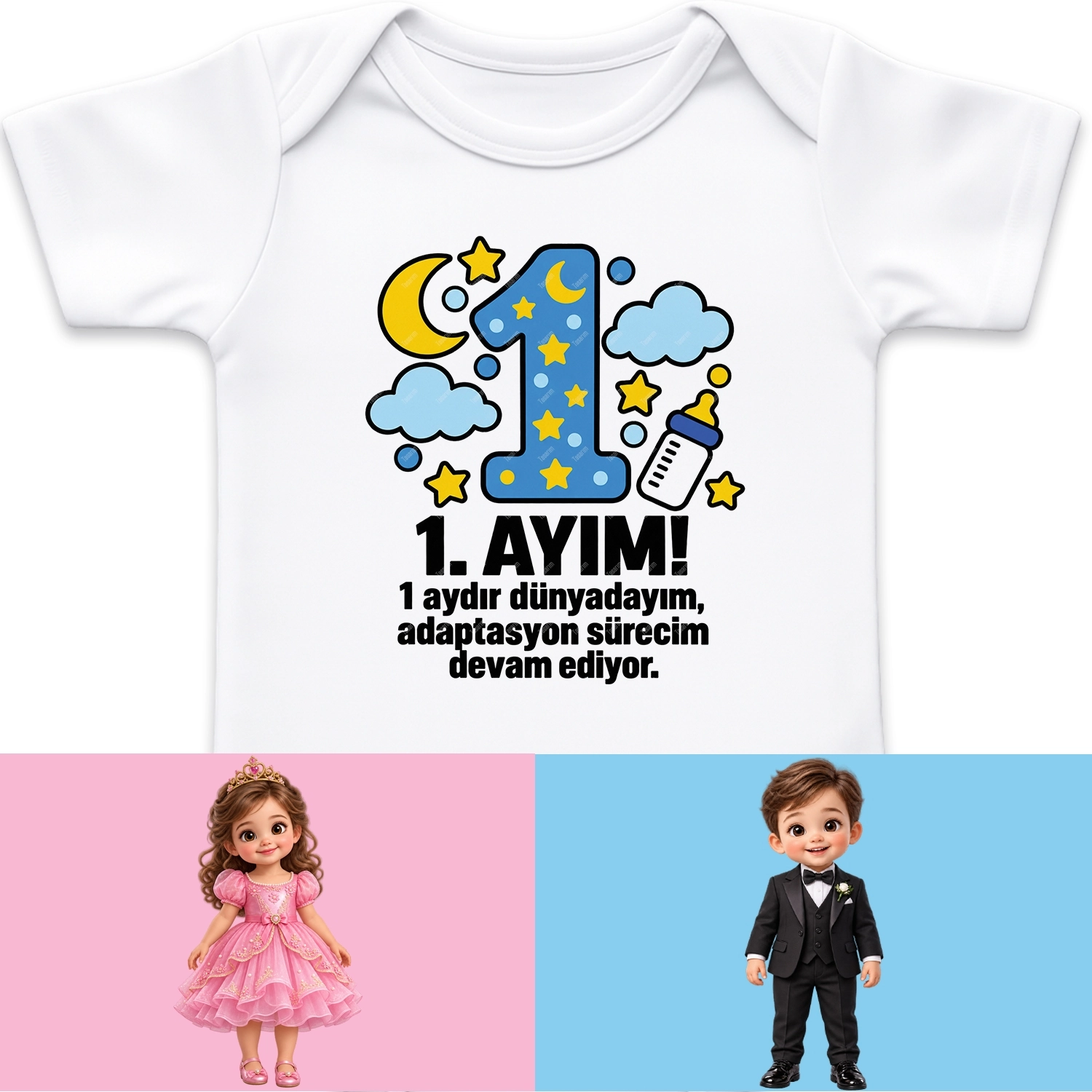 1. Aylık - 1 Aydır Dünyadayım, Adaptasyon Sürecim Devam Ediyor - Bebek Body Zıbın