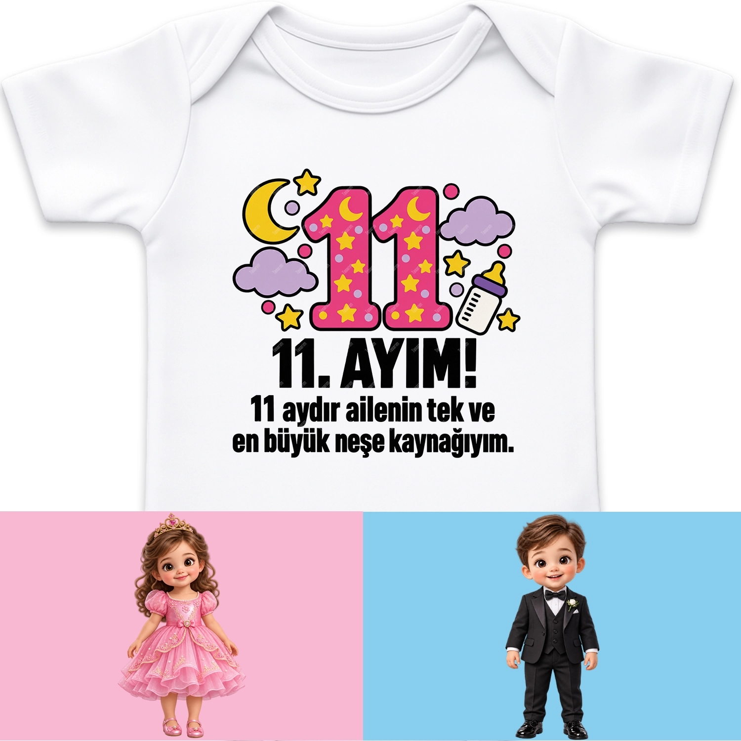 11. Aylık - 11 Aydır Ailenin Tek Ve En Büyük Neşe Kaynağıyım - Bebek Body Zıbın