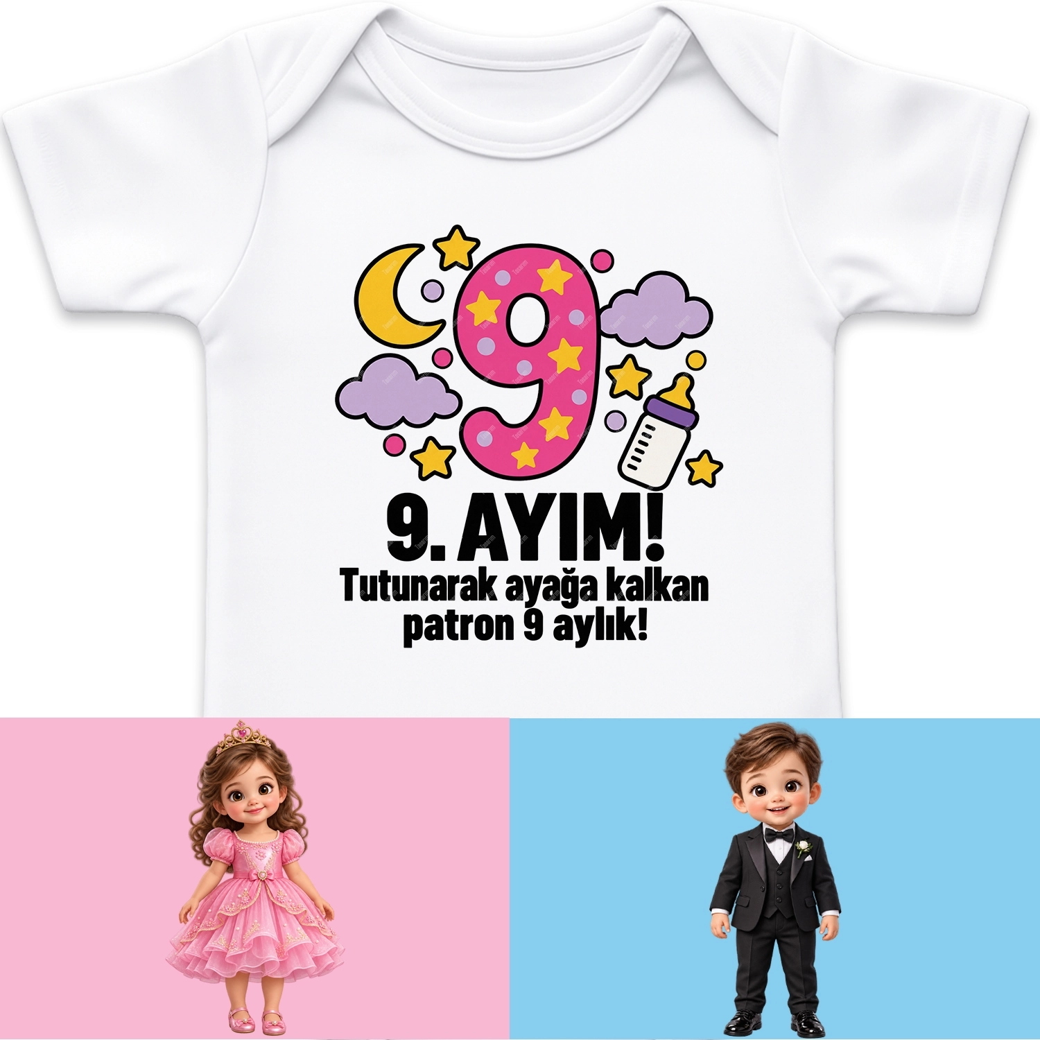 9. Aylık - Tutunarak Ayağa Kalkan Patron 9 Aylık - Bebek Body Zıbın